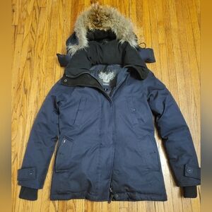Nobis Sz S Made In Canada Harlow Navy Blue Coat Real Fur